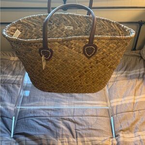 Aerie Tan Woven Tote Bag